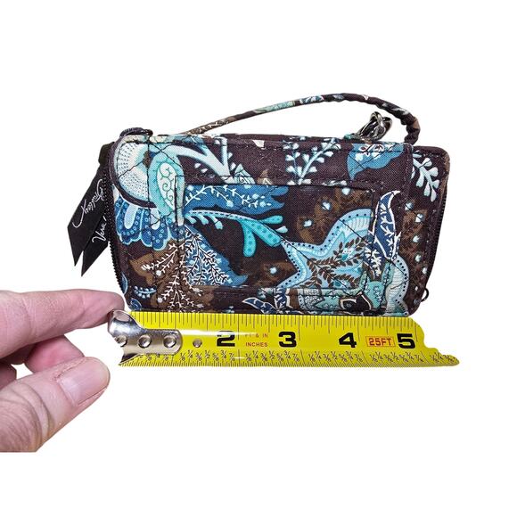 Vera Bradley All in One Wristlet Wallet Zip Java Blue Turquoise Brown - Picture 6 of 6